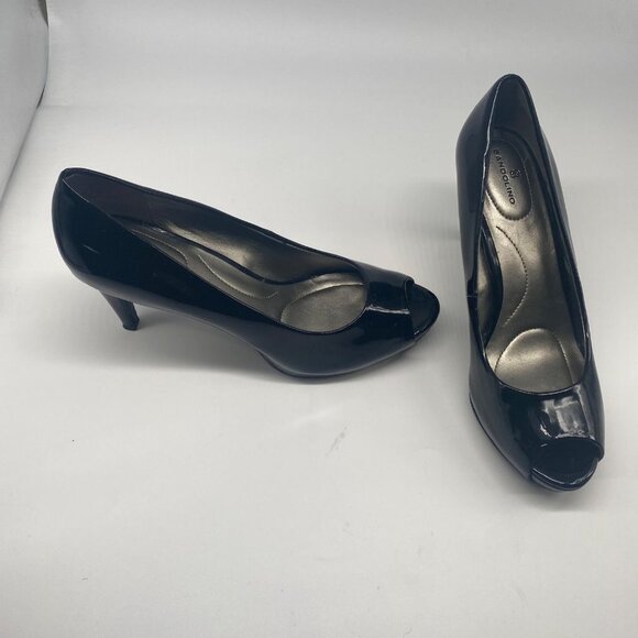 Bandolino Women’s Peep Toe Heels Pumps Patent Leather Black Size 8.5 M - Picture 2 of 15